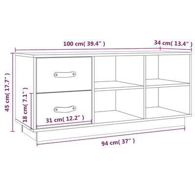 vidaXL Skóbekkur Grár 100x34x45 cm Gegnheil Fura