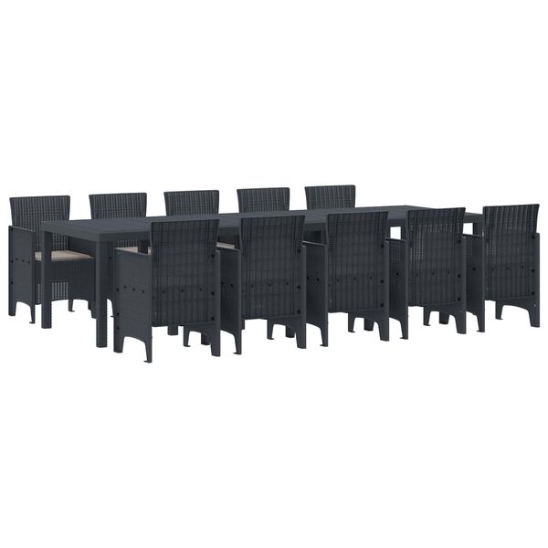 vidaXL Gar&eth;ur bor&eth;sett me&eth; p&uacute;&eth;i 11 pcs Antras&iacute;t Poly rattan