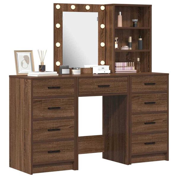 vidaXL F&ouml;tubor&eth; me&eth; hillu 3 pcs Br&uacute;nn 40 x 41 x 135 cm Samsettur vi&eth;ur