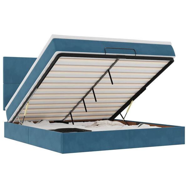 vidaXL Ottoman r&uacute;mgrind me&eth; d&yacute;num D&ouml;kkbl&aacute;r 160x200cm Flauel