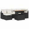 vidaXL Gar&eth;s&oacute;fa sett 7 pcs Svartur p&oacute;l&yacute;rattan