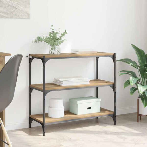 vidaXL B&oacute;kask&aacute;pur Artisan Eik 80 x 33 x 70,5 cm Virka&eth; tr&eacute; og j&aacute;rn