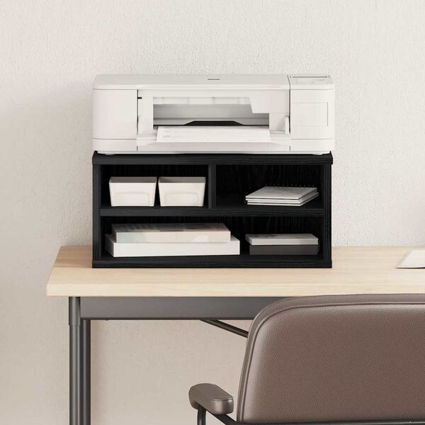 vidaXL Prentara standur Svartur Eik 49 x 40 x 22.5 cm Samsettur vi&eth;ur