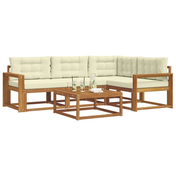 vidaXL &Uacute;ti s&oacute;fasett me&eth; p&uacute;&eth;i 5 pcs N&aacute;tt&uacute;rulegt og Krem