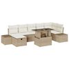 vidaXL Gar&eth;s&oacute;fa sett me&eth; p&uacute;&eth;i 8 pcs Drapplita&eth;ur Poly rattan