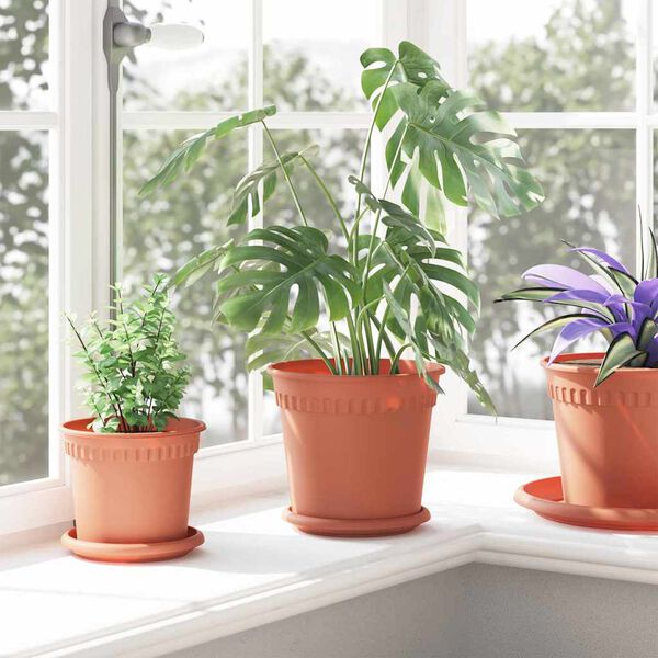 vidaXL R&uacute;n bl&oacute;mapotta 24 pcs Ekkert Rautt &Oslash; 19 x 16 cm Plast