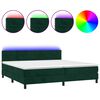 vidaXL H&oacute;lfa&eth; Springr&uacute;m me&eth; D&yacute;nu&LED D&ouml;kkgr&aelig;nt 200x200 cm Flauel