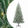 vidaXL Gervij&oacute;latr&eacute; me&eth; Snj&oacute;fl&ouml;kt og LED Lj&oacute;s Gr&aelig;nn og hv&iacute;tur 210 cm