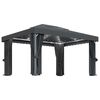 vidaXL Gazebo me&eth; gluggatj&ouml;ldum LED strengjalj&oacute;sum 4x3 m Reykgr&aacute;tt