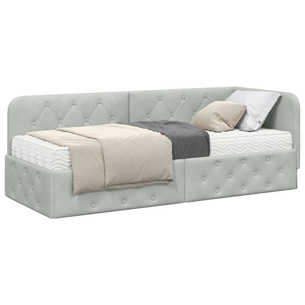 vidaXL Hornr&uacute;m ramma me&eth; d&yacute;nu Lj&oacute;sgr&aacute;r 80 x 200 cm Flauel