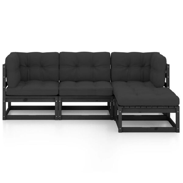 vidaXL 4 Parta Gar&eth;s&oacute;fasett me&eth; Sessum Gegnheil Fura