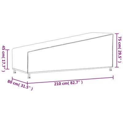 vidaXL Hlíf fyrir Sólbekk Svört 210x80x45/75 cm 420D Oxfordefni