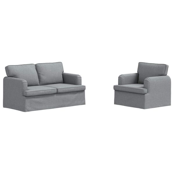 vidaXL S&oacute;fasett 2 pcs Lj&oacute;sgr&aacute;r 144 x 80 x 85 cm d&uacute;kur