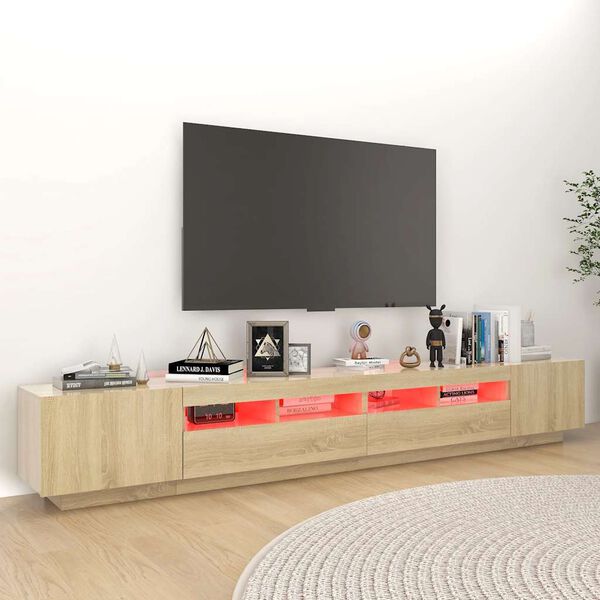 vidaXL Sj&oacute;nvarpssk&aacute;pur me&eth; LED Lj&oacute;sum Sonoma Eik 260x35x40 cm