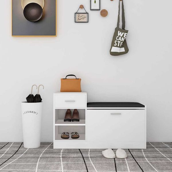 vidaXL Sk&oacute;bekkur Hv&iacute;tur 94,5x31x57 cm Samsettur Vi&eth;ur