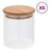 vidaXL Geymslukrukkur &uacute;r Gleri me&eth; Bambusloki 6 stk. 600 ml