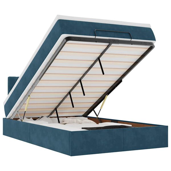 vidaXL Ottoman r&uacute;m me&eth; d&yacute;nu & LED d&ouml;kkbl&aacute;tt 120x190cm Flauel