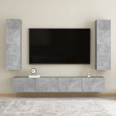 803370 vidaXL TV Cabinet Concrete Grey 30,5x30x110 cm Chipboard