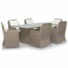 vidaXL 7 Parta Gar&eth;bor&eth;stofusett P&oacute;l&yacute;rattan Br&uacute;nt