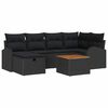 vidaXL Gar&eth;s&oacute;fa sett me&eth; p&uacute;&eth;i me&eth; geymslu 7 pcs Svartur p&oacute;l&yacute;rattan