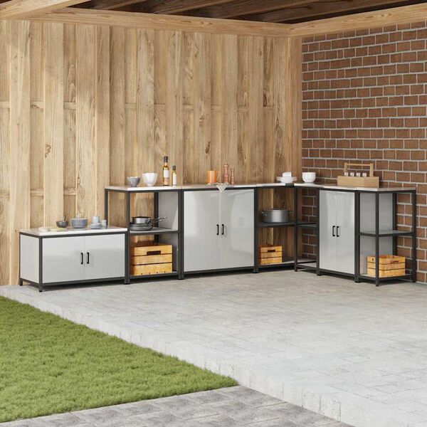 vidaXL Eldh&uacute;s geymsla me&eth; hillu me&eth; hur&eth; Silfur 60 x 50 x 92 cm St&aacute;l