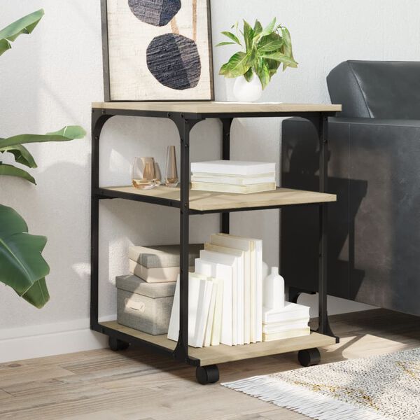 vidaXL Prentarastandur 3 hæða Sonoma Eik 43x48x64 cm Samsettur Viður