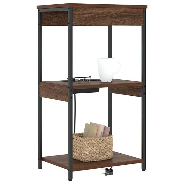 vidaXL Noat&ouml;flu sk&aacute;pur Br&uacute;nn eik 41 x 31 x 76 cm Samsettur vi&eth;ur