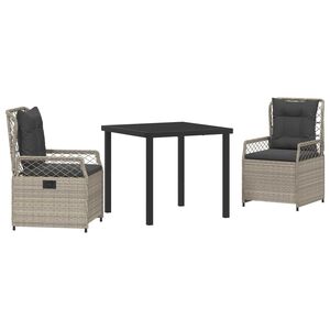 vidaXL Gar&eth;ur bor&eth;sett 3 pcs Lj&oacute;sgr&aacute;r p&oacute;l&yacute;rattan