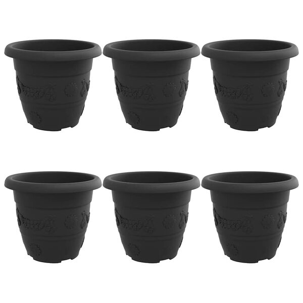 vidaXL R&uacute;n bl&oacute;mapotta 6 pcs Svartur &Oslash; 26 x 21.5 cm Plast