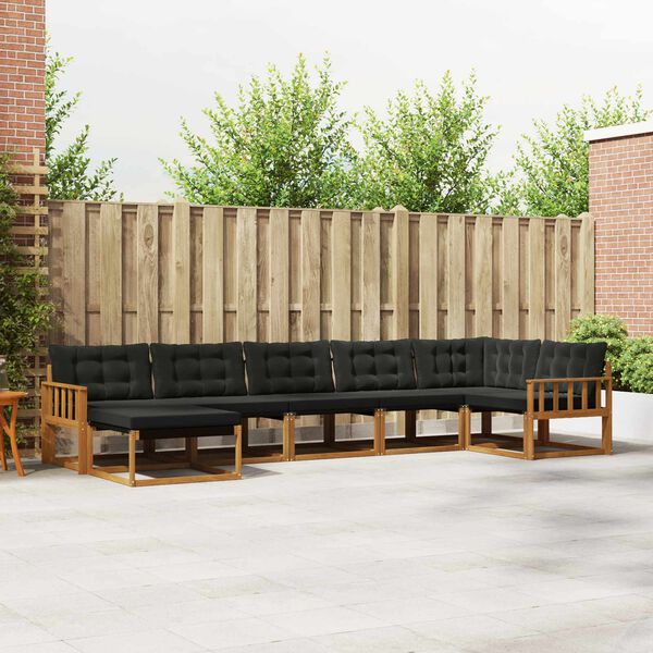 vidaXL &Uacute;ti s&oacute;fasett 21 pcs N&aacute;tt&uacute;rulegur og svartur Hrein akas&iacute;utr&eacute;