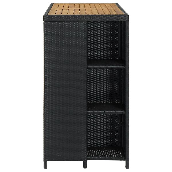 vidaXL Barborð Svart með Hillum 120x60,5x110 cm Pólýrattan