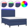 vidaXL H&oacute;lfa&eth; Springr&uacute;m me&eth; D&yacute;nu og LED Bl&aacute;tt 140x190cm Tauefni