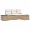vidaXL Gar&eth;s&oacute;fa sett me&eth; p&uacute;&eth;i me&eth; kodda 4 pcs Drapplita&eth;ur p&oacute;l&yacute;rattan