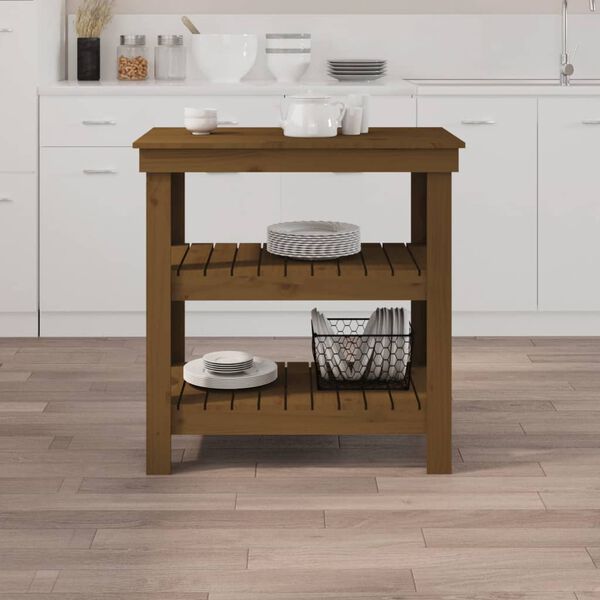 vidaXL Vinnubekkur Hunangsbrúnn 78,5x50x80 cm Gegnheil Fura