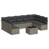vidaXL 10 Hluta Gar&eth;s&oacute;fasett me&eth; Sessum Gr&aacute;tt P&oacute;l&yacute;rattan