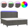 vidaXL H&oacute;lfa&eth; Springr&uacute;m me&eth; D&yacute;nu&LED D&ouml;kkgr&aacute;tt 200x200 cm Flauel