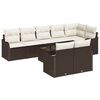 vidaXL Gar&eth;s&oacute;fa sett me&eth; p&uacute;&eth;i 9 pcs Br&uacute;nt og hv&iacute;tt Poly rattan