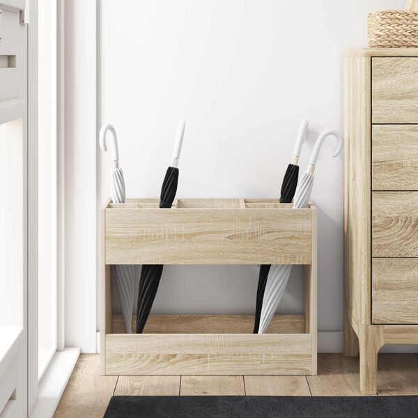 vidaXL Regnhl&iacute;fastendur Sonoma Eik 65 x 24 x 50 cm Samsettur vi&eth;ur