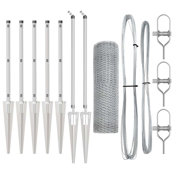 vidaXL Gir&eth;ingarp&oacute;stur Silfur 10 x 1 m (25 mm net) St&aacute;l