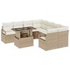 vidaXL Gar&eth;s&oacute;fa sett me&eth; p&uacute;&eth;i 9 pcs Beige og krem p&oacute;l&yacute;rattan