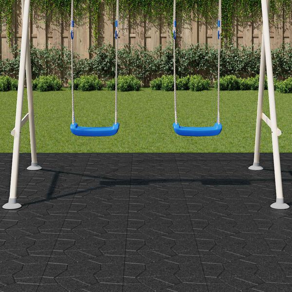 vidaXL Stepping Steinn 6 pcs Svart 40,5 x 40,5 x 2 cm G&uacute;mm&iacute;