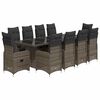 vidaXL 11 Hluta B&iacute;str&oacute;sett me&eth; Sessum Gr&aacute;tt P&oacute;l&yacute;rattan