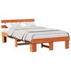 vidaXL Ramsv&iacute;k me&eth; h&ouml;fu&eth;gafl Vaxbr&uacute;nn 135 x 190 cm Solid furuhikk