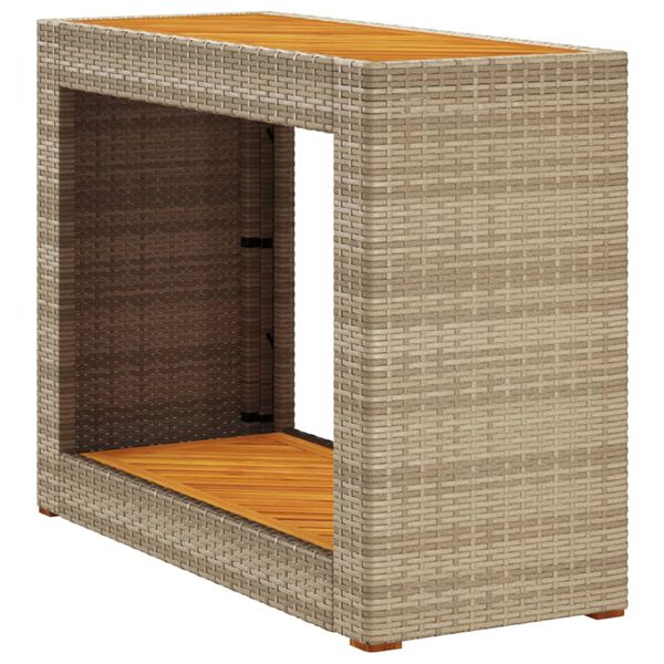 vidaXL Garðborð með Viðarplötu Drappaður 100x40x75 cm Pólýrattan