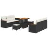vidaXL Gar&eth;s&oacute;fa sett me&eth; p&uacute;&eth;i 11 pcs Svartur og krem p&oacute;l&yacute;rattan