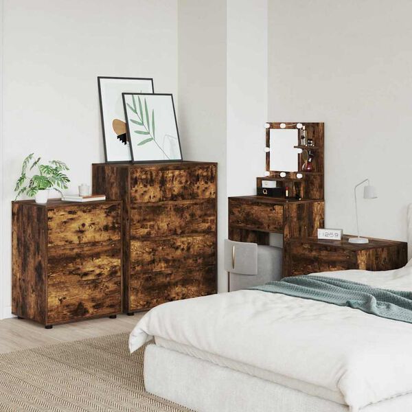 vidaXL Geymsk&aacute;pur 2 pcs Rau&eth;-eik 80 x 48 x 105 cm Samsettur vi&eth;ur