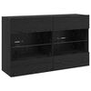 vidaXL Sj&oacute;nvarpsveggsk&aacute;pur me&eth; LED Svartur Eik 98,5 x 30 x 60,5 cm