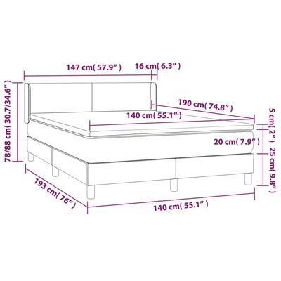 vidaXL Hólfað Springrúm með Dýnu Svart 140x190 cm Gervileður