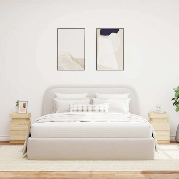 vidaXL N&aacute;ttbor&eth; me&eth; LED-Lj&oacute;sum 2 stk. Sonoma Eik 35x39x55 cm