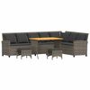 vidaXL 4 stykki gar&eth;s&oacute;fasett me&eth; p&uacute;&eth;um L-laga gr&aacute;u P&oacute;l&yacute;rattan